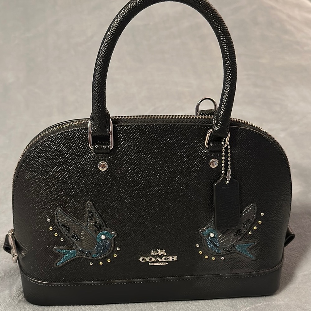 Coach Black Satchel with Silver Accents